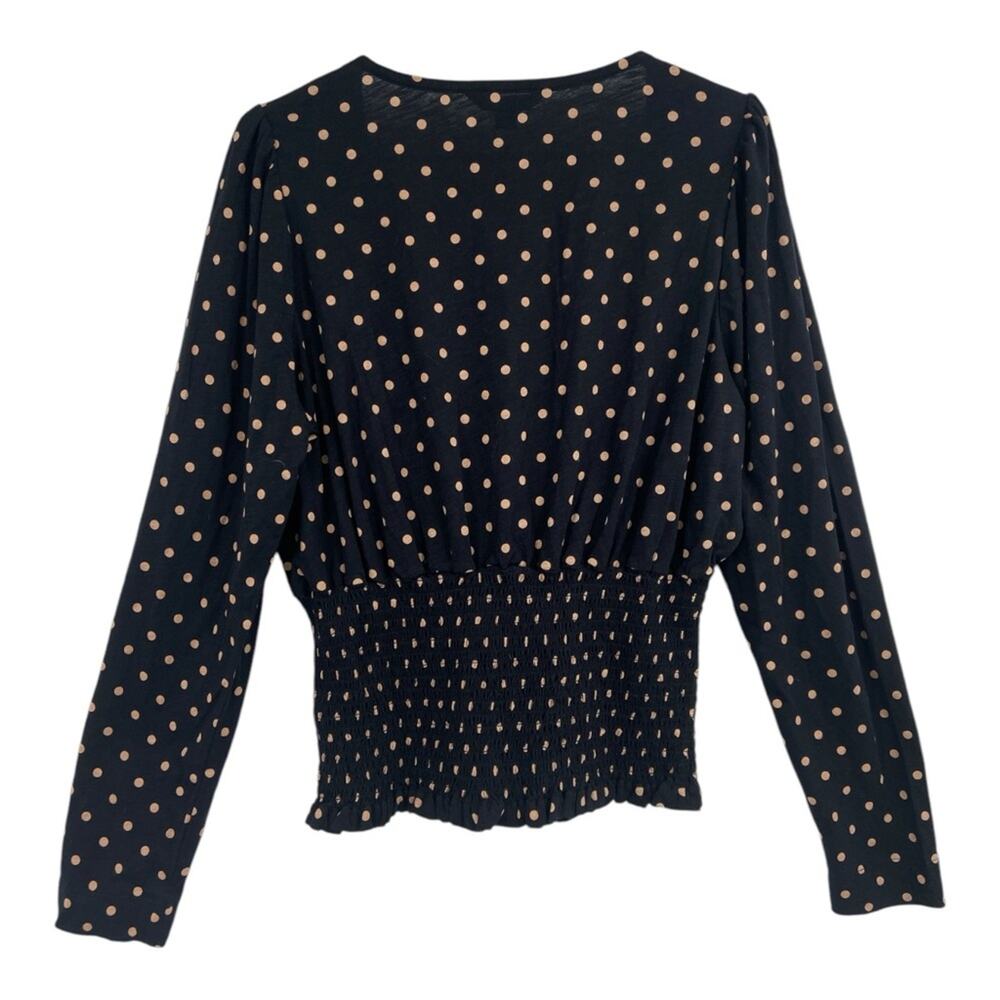 NWOT Whistles Black Spot Square Neck Shirred Top Large‎ - Picture 4 of 7
